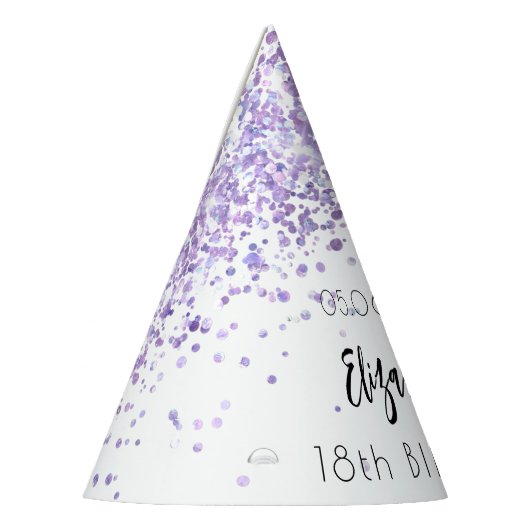 Verjaardagsfeestje violette witte sprankels feesthoedjes (Links)