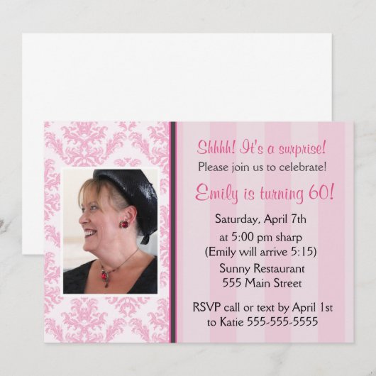 Verjaardagsfeestje volwassenen foto uitnodiging Ro (Voorkant / Achterkant)