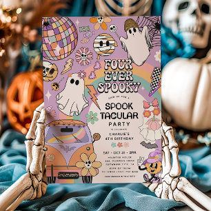Verjaardagsfeestje voor 4-jarigen: Four Ever Spook Kaart