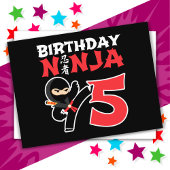 Verjaardagsfeestje voor 5-jarige karate-ninja-kind briefkaart