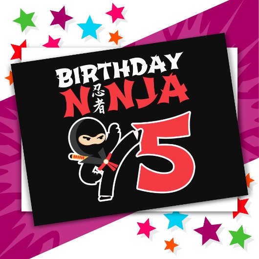 Verjaardagsfeestje voor 5-jarige karate-ninja-kind briefkaart
