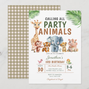 Verjaardagsfeestje voor alle feestbeesten Safari T Kaart