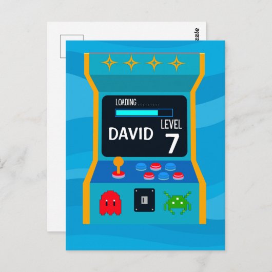 Verjaardagsfeestje voor Arcade Game Birthday Boy L Briefkaart (Voorkant / Achterkant)