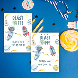 Verjaardagsfeestje voor astronaut in de ruimte bedankkaart