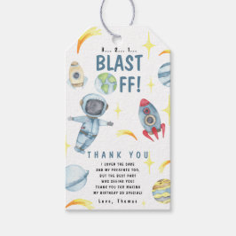 Verjaardagsfeestje voor astronaut in de ruimte cadeaulabel