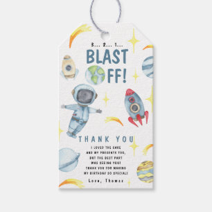 Verjaardagsfeestje voor astronaut in de ruimte cadeaulabel