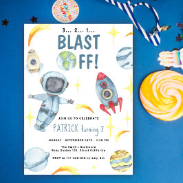 Verjaardagsfeestje voor astronaut in de ruimte gel kaart