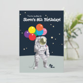 Verjaardagsfeestje voor astronauten kaart (Staand voorkant)