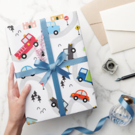 Verjaardagsfeestje voor auto's cadeaupapier