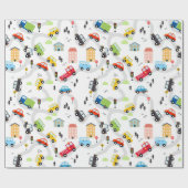 Verjaardagsfeestje voor auto's cadeaupapier (Vlak)