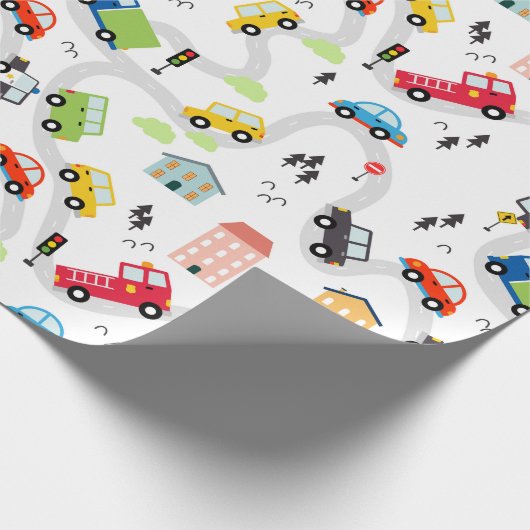 Verjaardagsfeestje voor auto's cadeaupapier (Hoek)