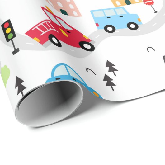 Verjaardagsfeestje voor auto's cadeaupapier (Rol Hoek)