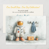 Verjaardagsfeestje voor Baby Astronaut 1 jaar Kaart (Voorkant / Achterkant)