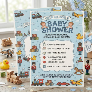 Verjaardagsfeestje voor baby jongen met vintage sp kaart