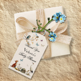 Verjaardagsfeestje voor baby met Aesops Sprookjesb Cadeaulabel