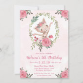 Verjaardagsfeestje voor balletdansende kitten kaart (Voorkant)