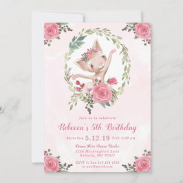 Verjaardagsfeestje voor balletdansende kitten kaart