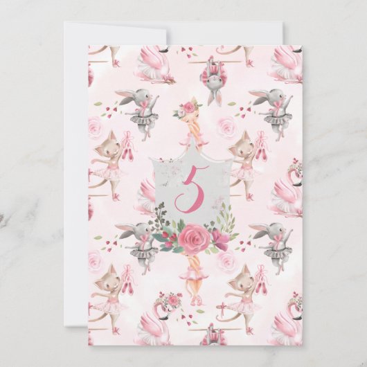 Verjaardagsfeestje voor balletdansende kitten kaart (Achterkant)