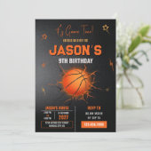 Verjaardagsfeestje voor basketbal kaart (Staand voorkant)