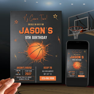 Verjaardagsfeestje voor basketbal kaart