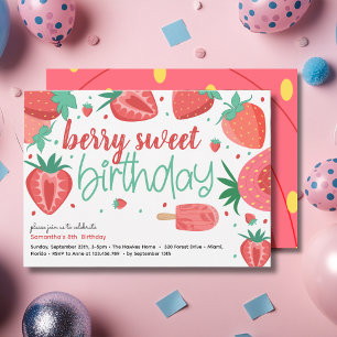 verjaardagsfeestje voor Berry-zoete aardbei Kaart