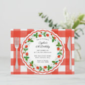 verjaardagsfeestje voor Berry-zoete aardbei Kaart (Staand voorkant)