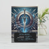 Verjaardagsfeestje voor Blue Sword Boy Kaart (Staand voorkant)