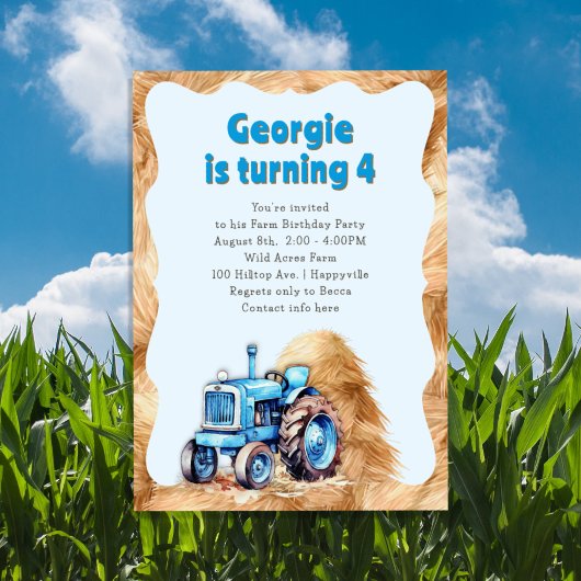 Verjaardagsfeestje voor Blue Tractor Boys Kaart