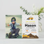 Verjaardagsfeestje voor bouwtruck kaart (Staand voorkant)