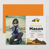 Verjaardagsfeestje voor bouwtruck kaart (Voorkant / Achterkant)