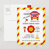 Verjaardagsfeestje voor brandweerman briefkaart (Voorkant / Achterkant)