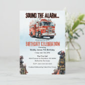 Verjaardagsfeestje voor brandweermannen kaart (Staand voorkant)