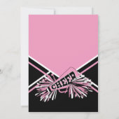 Verjaardagsfeestje voor cheerleader in roze, zwart kaart (Achterkant)