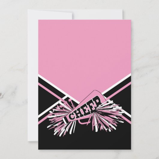Verjaardagsfeestje voor cheerleader in roze, zwart kaart (Achterkant)