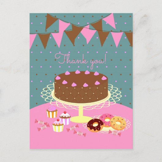 verjaardagsfeestje voor chocolade-gebak briefkaart (Voorkant)