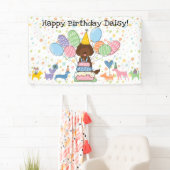 Verjaardagsfeestje voor Chocolate Labradoodle hond Spandoek (Insitu)