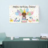 Verjaardagsfeestje voor Chocolate Labradoodle hond Spandoek (Beurs)