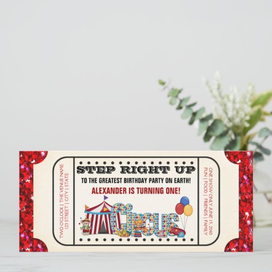 Verjaardagsfeestje voor circuskaartjes kaart (Staand voorkant)