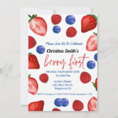verjaardagsfeestje voor Cute berry, aardbeienverja Kaart (Voorkant)