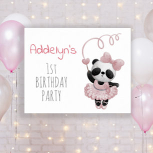 Verjaardagsfeestje voor Cute Panda Beer Meisje 1e  Poster