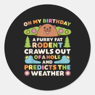 Verjaardagsfeestje voor Dag van de marmot Grappige Ronde Sticker