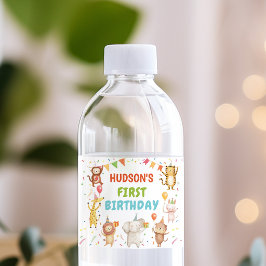 Verjaardagsfeestje voor Dierenliefhebbers Waterfles Etiket