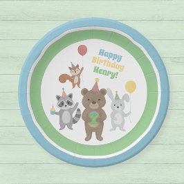 Verjaardagsfeestje voor dierenvrienden papieren bordje