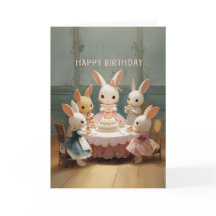 Verjaardagsfeestje voor een baby konijn in vintage