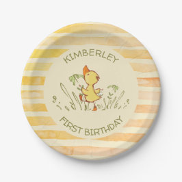 Verjaardagsfeestje voor een eendje papieren bordje