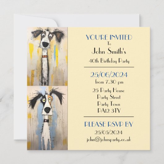 Verjaardagsfeestje voor een eigenzinnige hond kaart (Voorkant)