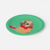 verjaardagsfeestje voor een knappe hond papieren bordje (Gekanteld)