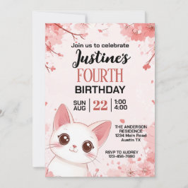 Verjaardagsfeestje voor een knuffel katje kaart