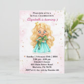 Verjaardagsfeestje voor een lieve blonde prinses m kaart (Staand voorkant)