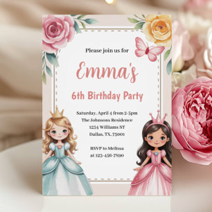 Verjaardagsfeestje voor een lieve prinses van 6 ja kaart
